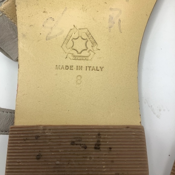 Garnet Hill Leather Ruffled Flats Tongue Sandals Made in Italy 8 - Picture 10 of 11